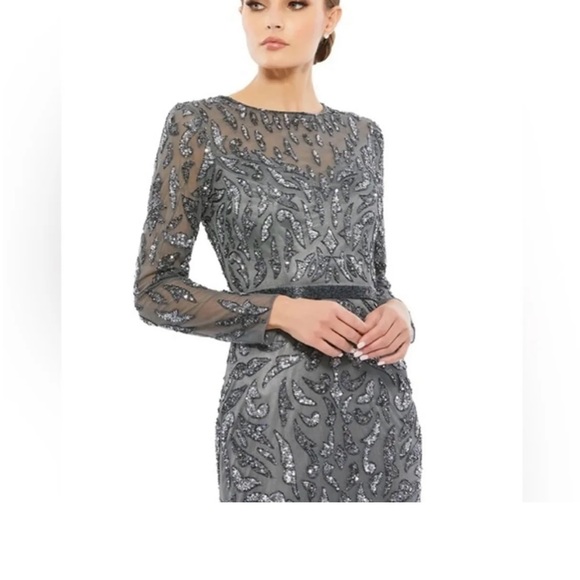 Mac Duggal Gown Sz 10 Charcoal - Picture 3 of 4